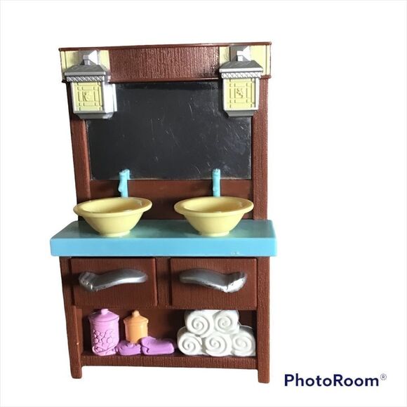 Fisher Price Loving Family Dollhouse Double Bathroom Sink Mirror 2008 - Picture 1 of 6